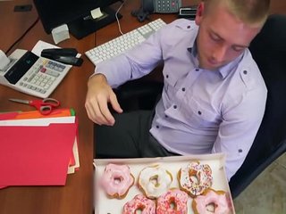 Queer stud gives head in the office to gay in POV