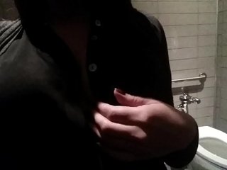 Touching myself in public bathroom