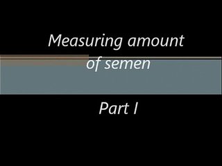 Guy with big pierced penis jerking for measuring amount of semen - Part 1