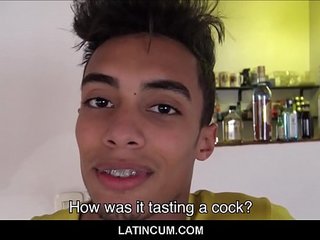 Amateur Latino Twink With Braces Paid To Have Threesome With Two Straight Guys